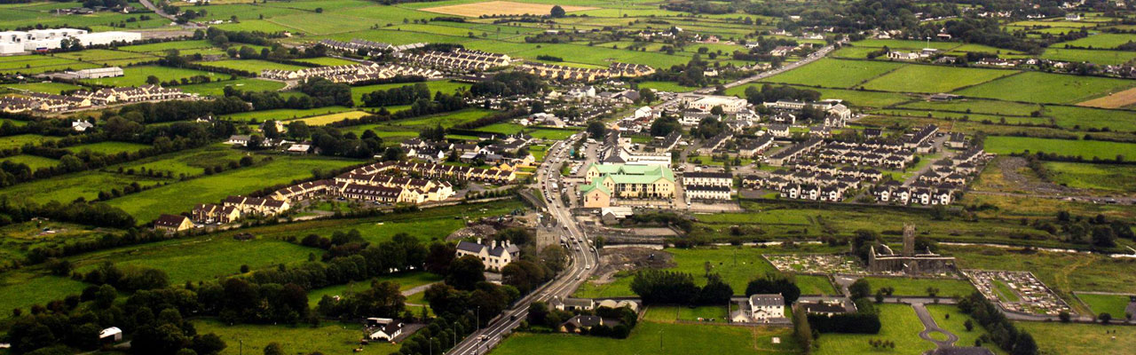 An aerial view of Claregalway village